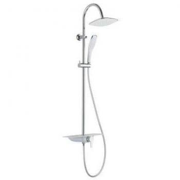 Set de ducha fija con monomando y bandeja WATERWAY blanco cromado