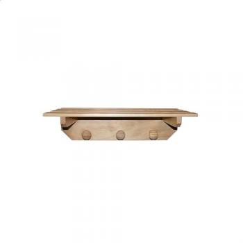 Colgador Estante de Madera de Pino Natural con 3 Pomos Sin Barniz - Organizador Decorativo 55x22x16 cm