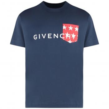 Givenchy Men's Cotton Crew-Neck T-Shirt in Blue | Size Medium | BM71J83YJL Color 402