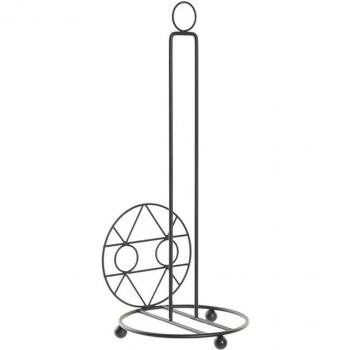Portarrollo de Papel de Cocina DKD Home Decor Negro Metal 15,5 x 15,5 x 39,5 cm