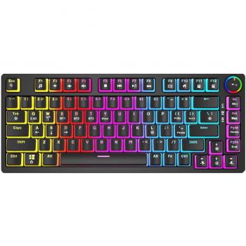 Teclado Savio SAVGK-PHENIX RED PUDDING Juego USB + RF Wireless + Bluetooth QWERTY Inglés Negro