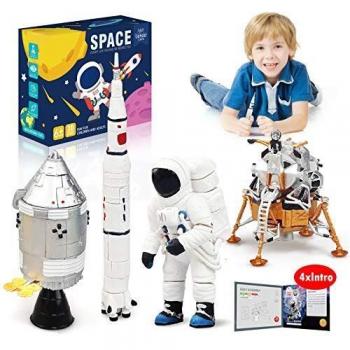 Lehoo Castle Bloque de Construcción del Espacial, 4 en 1 Maqueta de Nave Espacial Juguete, STEM Set de Juguetes para Niños