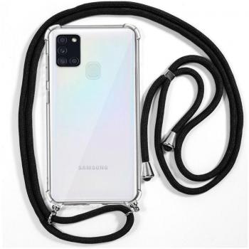 Funda Transparente Reforzada con Cordón Negro para Samsung Galaxy A21s A217