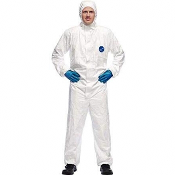 DuPont Tyvek 500 Xpert | Ropa de protección química con capucha,Categoría III, Tipo 5-B y 6-B | Resistente pero Ligero | Blanco|Talla XL