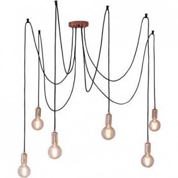 Estudio de suspensión Placa de acero de cobre Endon - Studio - Placa de cobre colgante de 6 luces, E27