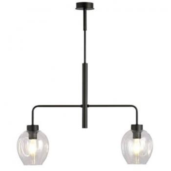 Lámpara de Suspensión Lukka, Acero Negro con Recubrimiento de Polvo y Vidrio, 63x75x16 cm
