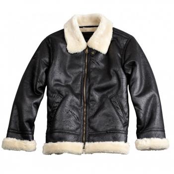 Alpha Industries B3 FL Men's Black Leather Winter Jacket - 2XL