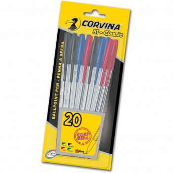 Corvina Classic - Blister 20 boligrafos, varias colores