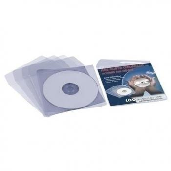 Funda CD/DVD 130x130 con solapa para 100 unidades