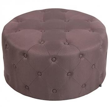 Otomana Korsika Marrón en Tela y Polipiel, Puff Reposapiés Acolchado Estilo Chesterfield con Zierknöpfen