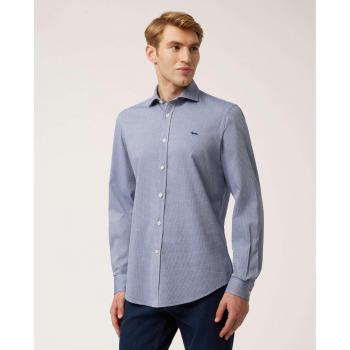 Harmont & Blaine Slim Fit Micro-Pattern Light Blue Men's Shirt