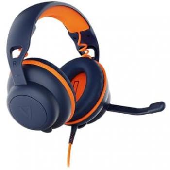 Auriculares V7 Safe Sound2 Educativos con Cable USB-A/USB-C y Miniteléfono 3.5mm, Cancelación de Ruido, Diseño Circumaural, Azul/Naranja