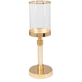 Portavelas Romimex Dorado Metal Vidrio 12 x 41 x 12 cm