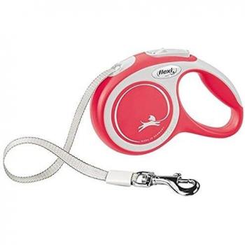 Flexi New Comfort Extra Small Retractable Dog Leash, Red, 3m (up to 12kg)