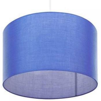 Lámpara de Techo Azul con Pantalla de Tambor de Tela 1 Luz Cable Blanco Clásico