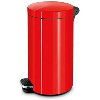 Contenedor de residuos con pedal, 20 litros, rojo, dimensiones HxØ 450 x 300 mm