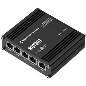 Router Ethernet Teltonika RUT301 Industrial, 5 Puertos, Montaje en Superficie y DIN