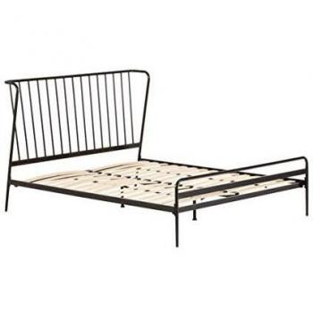 Kave Home - Cama Doble Narlu Grafito 160 x 200 cm con Estructura de Metal
