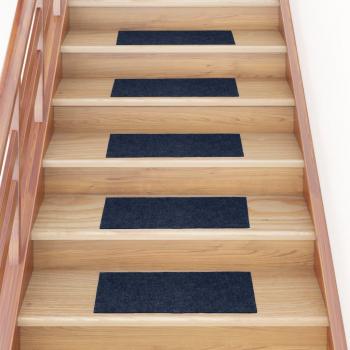 Alfombra rectangular autoadhesiva para escaleras, 15 piezas, 60x25 cm, color azul