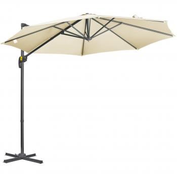 Sombrilla de Jardín Outsunny Ø300x250 cm Aluminio con Manivela y Base Cruzada