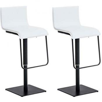 Set de 2 Taburetes Limon en Cuero PU Blanco y Negro, Altura Ajustable y Giratorio