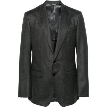 Dolce & Gabbana Men's Wool Single-Breasted Blazer Jacket in Grey, Size 48, G2TL2TFU21QS8290