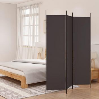 Divisorio de habitación de 3 paneles marrón 150x200 cm en tela