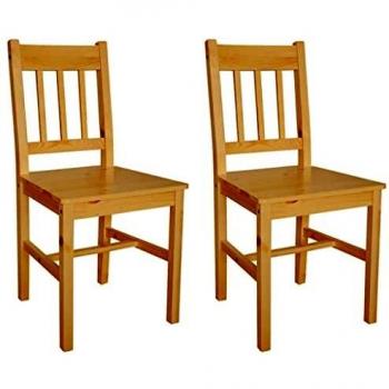 2 sillas de comedor hechas de madera de pino, color madera natural