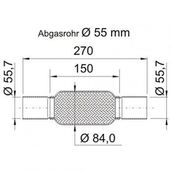 Unión flexible de escape ERNST 460507, acero inoxidable, longitud 150mm, compatible con BMW y AUDI