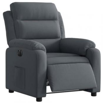 Sillón Reclinable Eléctrico de Terciopelo Gris Oscuro con Respaldo y Reposabrazos Ajustables