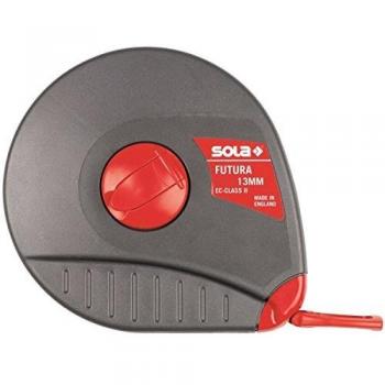 Cinta Métrica de Fibra de Vidrio Sola Futura 20m x 13mm - Clase de Precisión II con Gancho Multifuncional