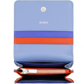 Cartera pequeña de mujer Dudu de piel con protección RFID, ultra compacta, colorida, con cremallera interna y 8 titulares para tarjetas