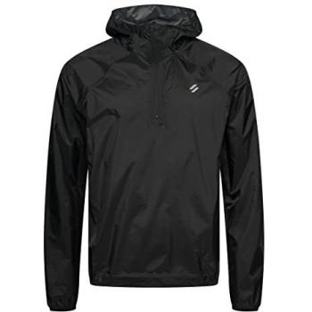 Superdry Chaqueta Run Lw Waterproof Shell para Hombre, Negro, XXL