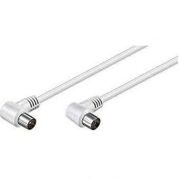 Goobay 11520 - Cable coaxial de 1.5 m/Macho y Hembra/Conector antena TV/Angulo 90 grado/Blanco
