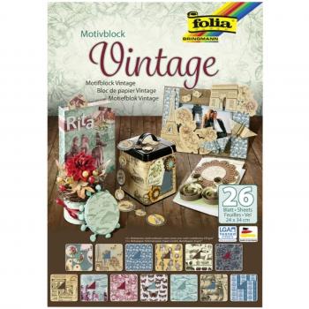 Bloc de papel para scrapbooking Folia Vintage 26 hojas 24x34 cm