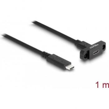 Cable USB 3.2 Gen 2 SuperSpeed Type-C Macho a Hembra para Montaje en Panel, 1 m, Negro
