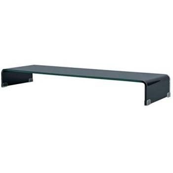 Black Glass TV Stand/Monitor Riser 120x30x13 cm