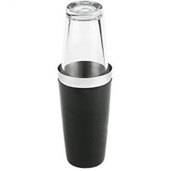 Coctelera Boston Sunrise APS 1100ml con Agitador de Acero Inoxidable y Vidrio, 9x30 cm (ØxAt), Color Negro