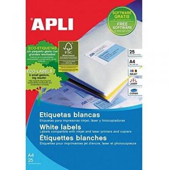 APLI 1998 - Etiquetas blancas permanentes 99,1 x 38,1 mm 25 hojas