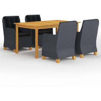 Juego de comedor para jardín de 5 piezas gris oscuro