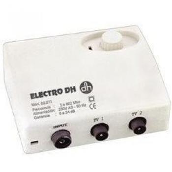 Amplificador de Señal para Antena TV, Rango de Frecuencia 40MHz-690MHz, Ajuste Ganancia 0-24dB, Bajo Ruido, con Interruptor - Electro DH 60.271