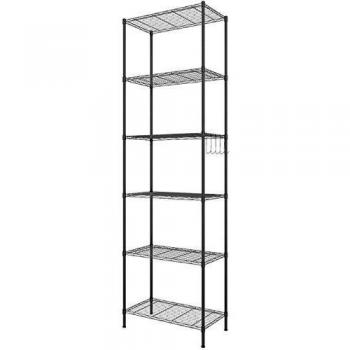 Himimi Estantería Estantería de Cocina Estantería en Metal con Ganchos Laterales de Cromado 54 x 29 x 160 cm,Negro