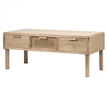Mesa Centro Adda Home Natural 110x50x45 Cm - Diseño Elegante y Sofisticado, Madera de Chapa Paulownia, Color Natural/Dorado