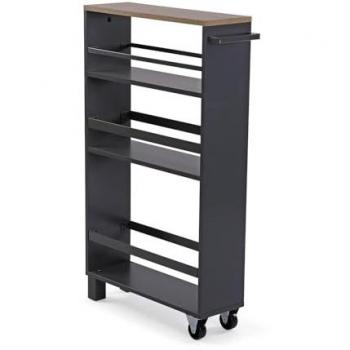 Carro de Cocina Versa Gris Oscuro Metal Madera MDF 15 x 79 x 50 cm