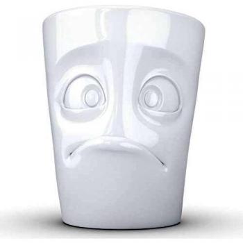 Taza de Cerámica Blanca de 350 ml con Caras Desconcertadas - Taza Humorística para Regalo