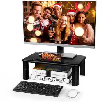 SIMBR Soporte para Monitor y Ordenador Portátil Elevador de Pantalla con 4 Elevaciones Ajustables, 28×40cm