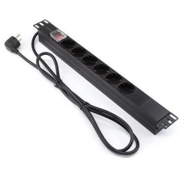 Lapara LA-00030501 Regleta PDU para Rack 19 1U 16A 6xSchuko con Interruptor