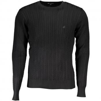 U.S. Polo Assn. Men's Elegant Crew Neck Contrast Sweater - XXL, Black, Embroidered, Nylon