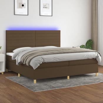 Colchón box spring con luces LED y tela marrón oscuro 200x200 cm
