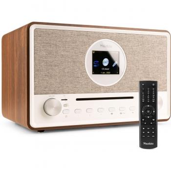 Radio DAB+ e Internet con Reproductor de CD y Bluetooth - Audizio Lucca, 60W, Pantalla LCD 2.8, AUX y Entrada USB, Madera
